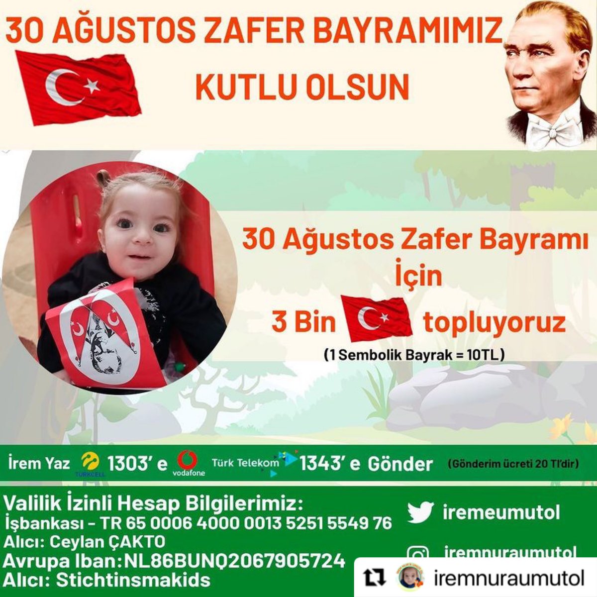 30 Ağustos Zafer Bayramımız kutlu olsun!🇹🇷
Bir sonraki bayram elimde bayrağım, sağlıkla, coşkuyla kutlamalara katılabilmem için bugün benim için bayrak toplar mısın? 🇹🇷

#Ataturk #30Agustos #30AgustosZaferBayrami 
#zaferbayramımızkutluolsun Ayetel Kürsi Pasaport #BONE Silah #AVAX