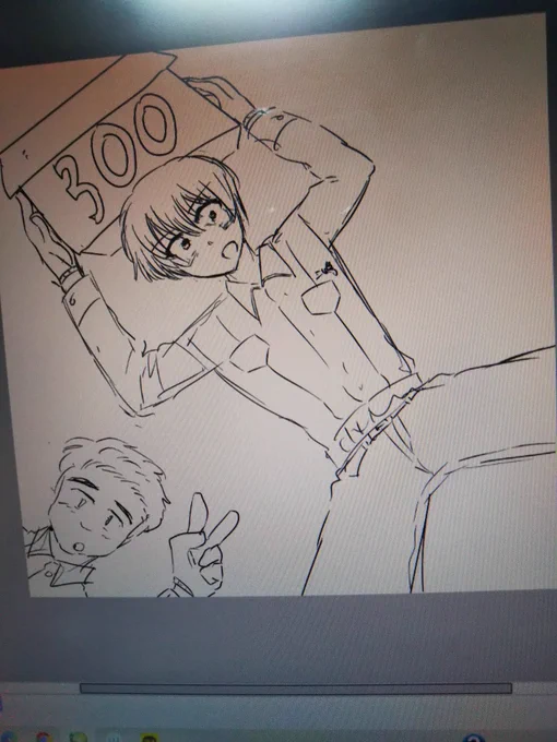 pixivフォロワー300人達成したときの下絵を一応ね 