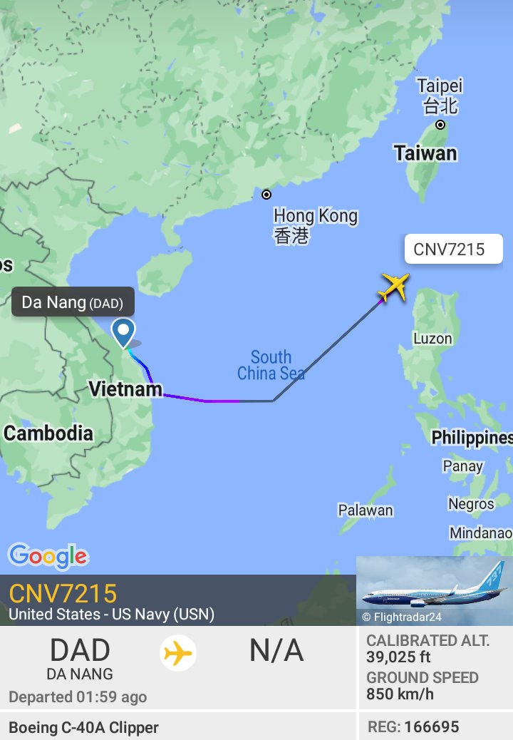 Oceanworldfree's tweet photo. 🇺🇲USN CNV7215 166695 #AE29FE
#BashiChannel
Boeing C-40A Clipper, #DaNang -#KadenaAB https://t.co/fdBOMhYtpA