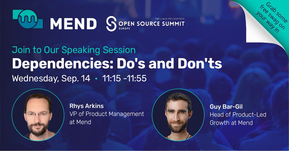 rarkins's tweet photo. Join me and colleague @GuyBarGil talking Renovate and software dependencies at the Open Source Summit in Dublin next month. Stop by the @Mend_io booth to find me or some @renovatebot swag too https://t.co/XbZ7E9Epkg