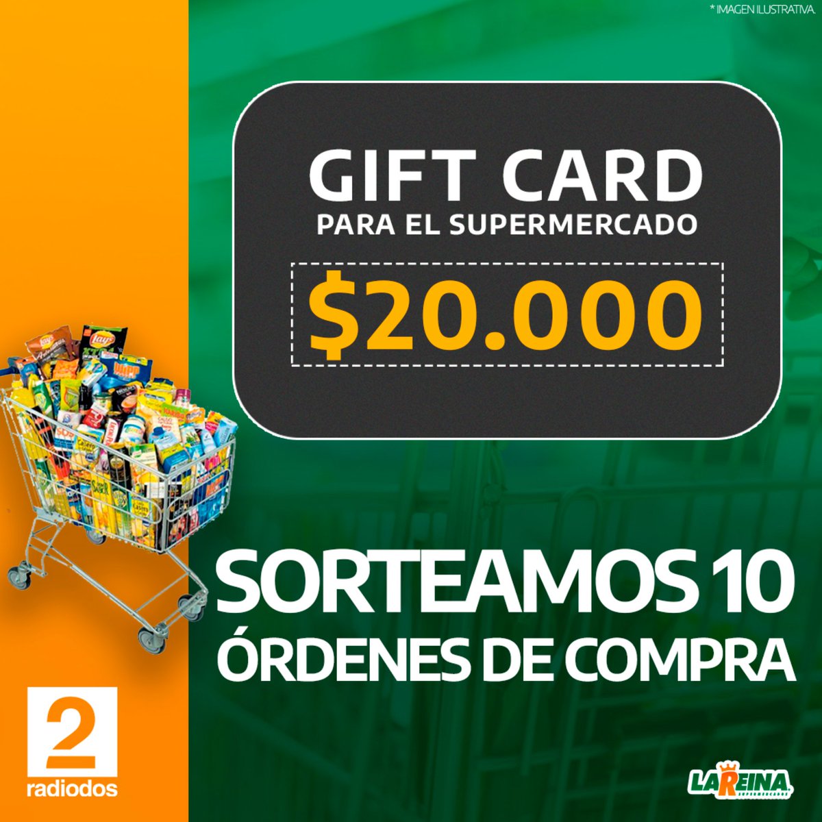 radio2rosario's tweet photo. 🙌🏻 ¡SÚPER SORTEO! 🤩

Sorteamos 10 ÓRDENES DE COMPRAS para utilizar en supermercados La Reina  🙌🏼👏🏼

Cómo participar:
✅ Seguirnos: @radio2rosario!
✅ Dale Me gusta.
✅ Etiqueta a 2 personas (cuantos más comentarios, más chances).
✅ Dale RT.

Mucha suerte! 🍀 https://t.co/82qW0MBkSt