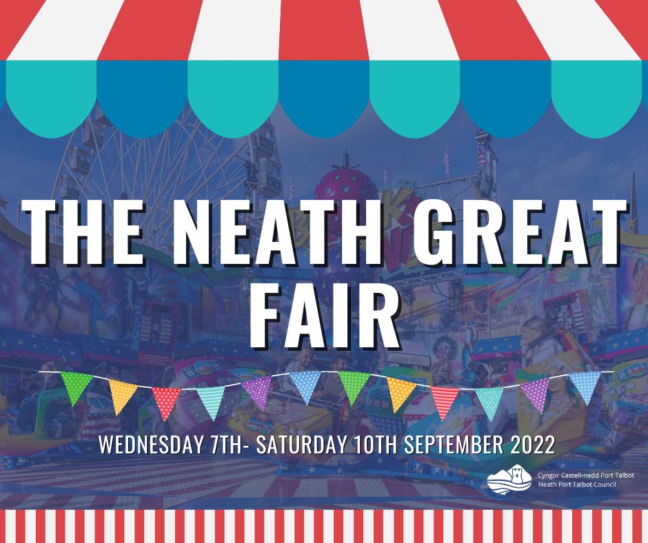 NPTCouncil's tweet photo. The Neath September Fair returns! Yep! The the oldest fair in Wales which is recognised as the fourth largest Chartered Street Trading Fair in the UK is back and we are on the search for new and exciting traders! Applications for stall holders: https://t.co/TWb886rs5p #NeathFair https://t.co/WOmMA8ZZ7o