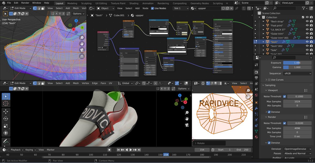 RapidviceD's tweet photo. Textures almost done!!!🥳👟
Just need to improve camera placement and some textures, and my shoe is done!🧐😎
#RTFKT 
#ambushdesign https://t.co/Vz1YLAAZxF