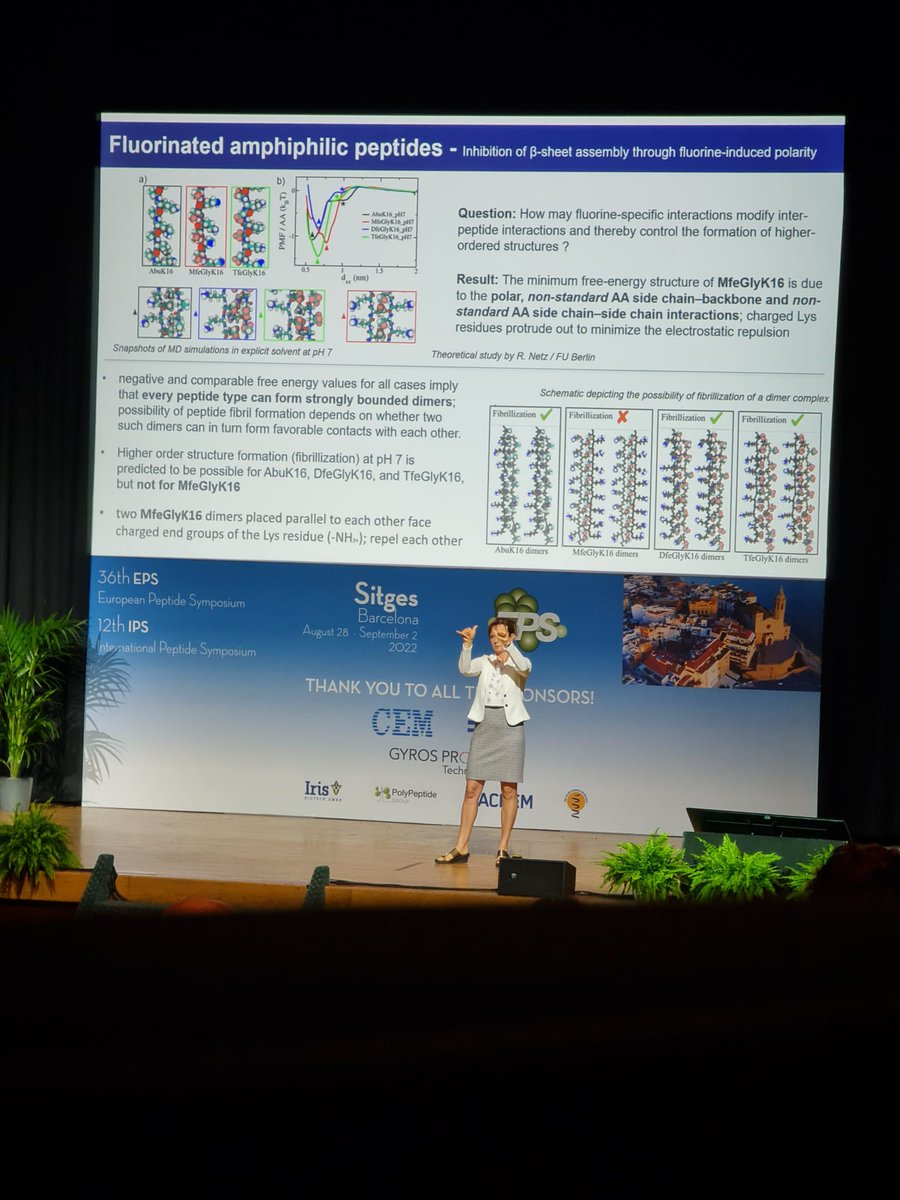 KokschGroup's tweet photo. Beate presenting our recent results on polyfluorinated peptides at the 36th European Peptide Symposium #EPS2022 in Barcelona 🌞 @EurPepSoc #fluorine #peptides https://t.co/bEXHraqG82