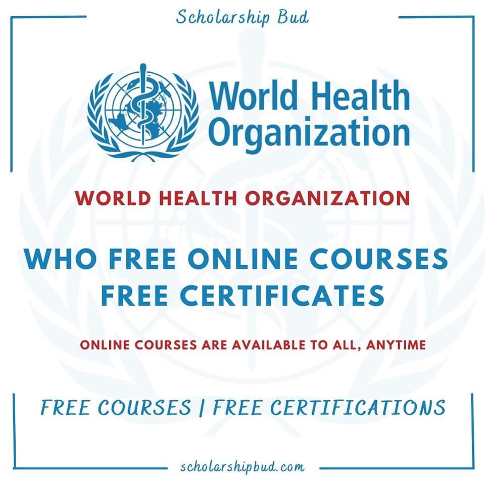 scholarshipbud's tweet photo. World Health Organization Free Online Courses with Free Certificates 2022

OpenWHO. Open to all anytime, from anywhere.

Enroll: https://t.co/po8cLXLhmE

#ScholarshipBud #freeonlinecourses #FreeOnlineCourse #shortcourses #certificate https://t.co/dKBjWtLx2D
