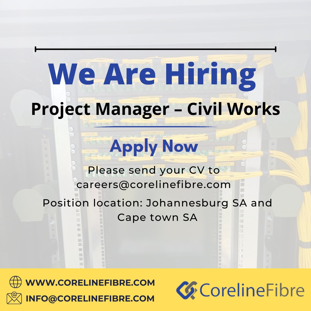 CorelineFibreSA's tweet photo. We are Hiring. Are you looking for a new dynamic career 

Please note: This position is based in South Africa.

See all our openings.
Follow the link:
https://t.co/VvrnUKlgrr

#southafrica #services #career #careers #projectmanager https://t.co/p8PCWCYaMU