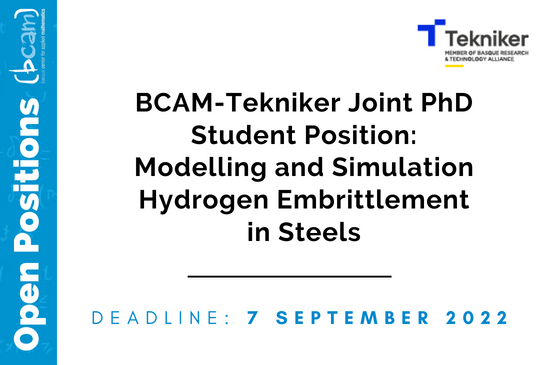 BCAMBilbao's tweet photo. 🔔 #JobOffer #JobOfferBCAM
Looking for a Ph.D. at BCAM? Two Ph.D. open positions:
- BCAM - @TeknikerOficial Ph.D. in MSLMS group
🗓️Deadline 7 September
Apply at 👉https://t.co/4uvZK46iia
- Ph.D. in STAG group
🗓️Deadline 30 September
Apply at 👉https://t.co/GimRCvIURR https://t.co/lxYKR1ti3p