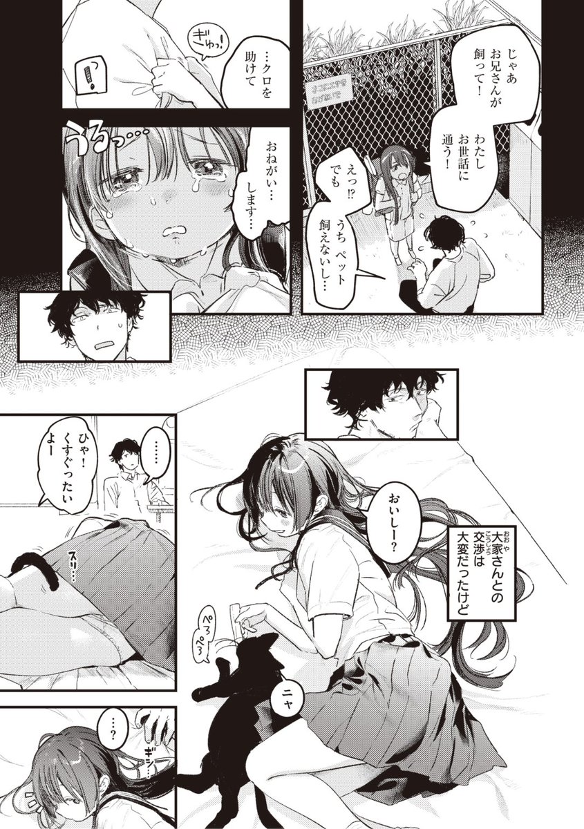 ✨本日のおすすめ✨
楝蛙先生
《たべかけ》
快楽天 2022.10

元野良猫クロのお世話をきっかけに
知り合った二人❤️
彼女がクロのお世話にやって来ては
自分のお世話もしてもらい...?💕

続きはこちら▷  https://t.co/8nLnWep5B8

※イメージ画像と実際の修正方法は異なります 