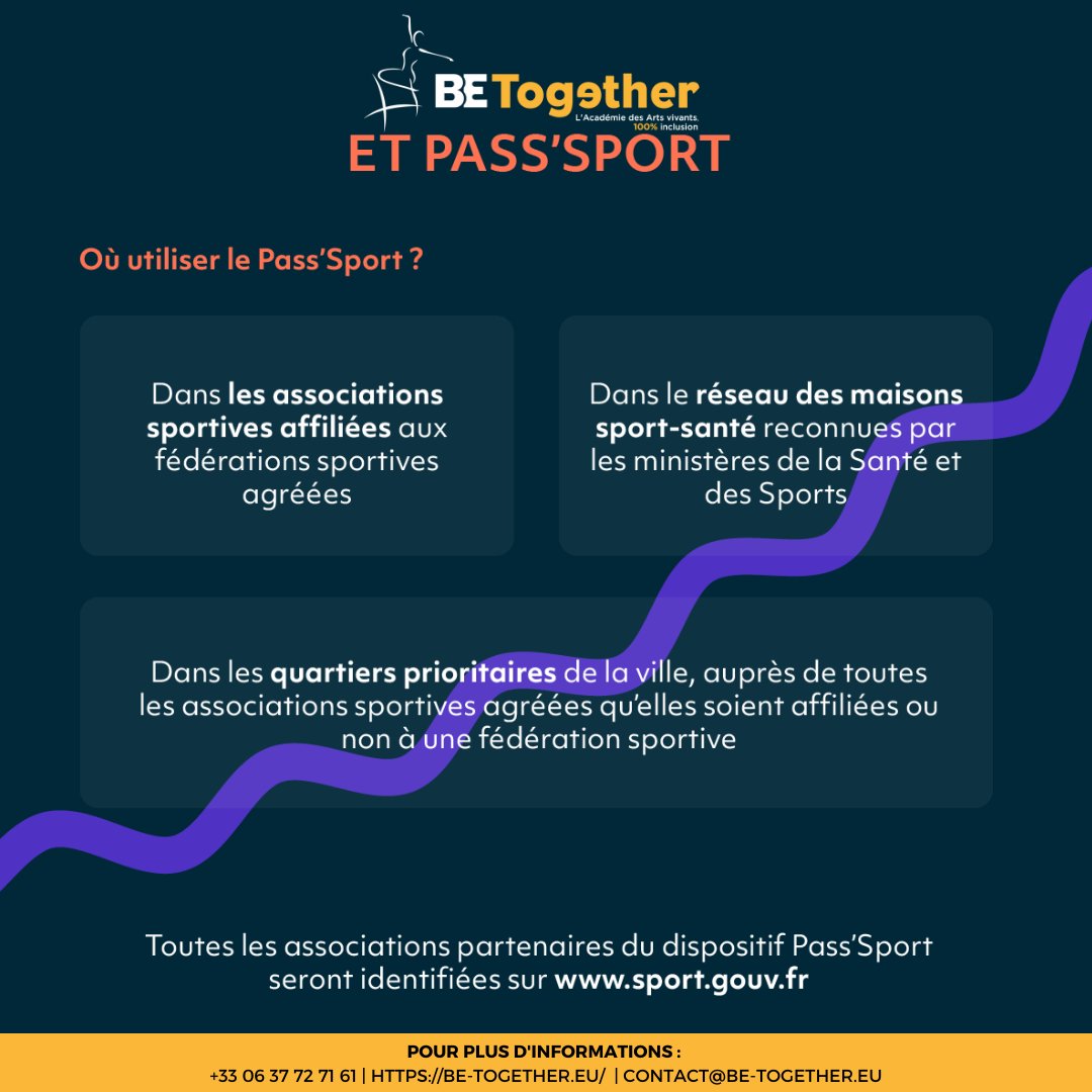 ac_betogether's tweet photo. 📣 #ANNONCE: Be Together Académie rejoint le Pass' Sport ! 🙌✨

1️⃣ Qu'est-ce que le Pass'Sport ? 🤔
👉 Le #passsport est une #aide d'allocation de #rentrée #sportive d'un montant de 50€ 🤩

Toutes les #modalités sont expliquées dans la suite du post ! Swipe pour voir tout ça 🫣 https://t.co/VOCC6kqcjh