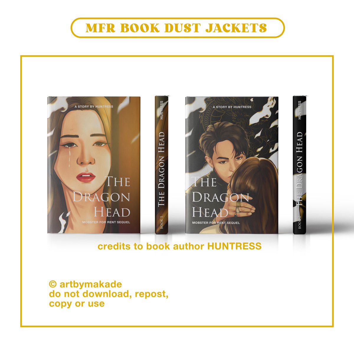 untitledblue's tweet photo. MFR2 THE DRAGON HEAD BOOK DUST JACKET designs for both book 1 & 2 π«°
natapos na din emz. anyway I MAY or may not produce this this year. depende sa interested sksksk
story and book credit to @huntress2021 π«Άπ«Ά
#daragon #mfr https://t.co/VAq9mT1WWR