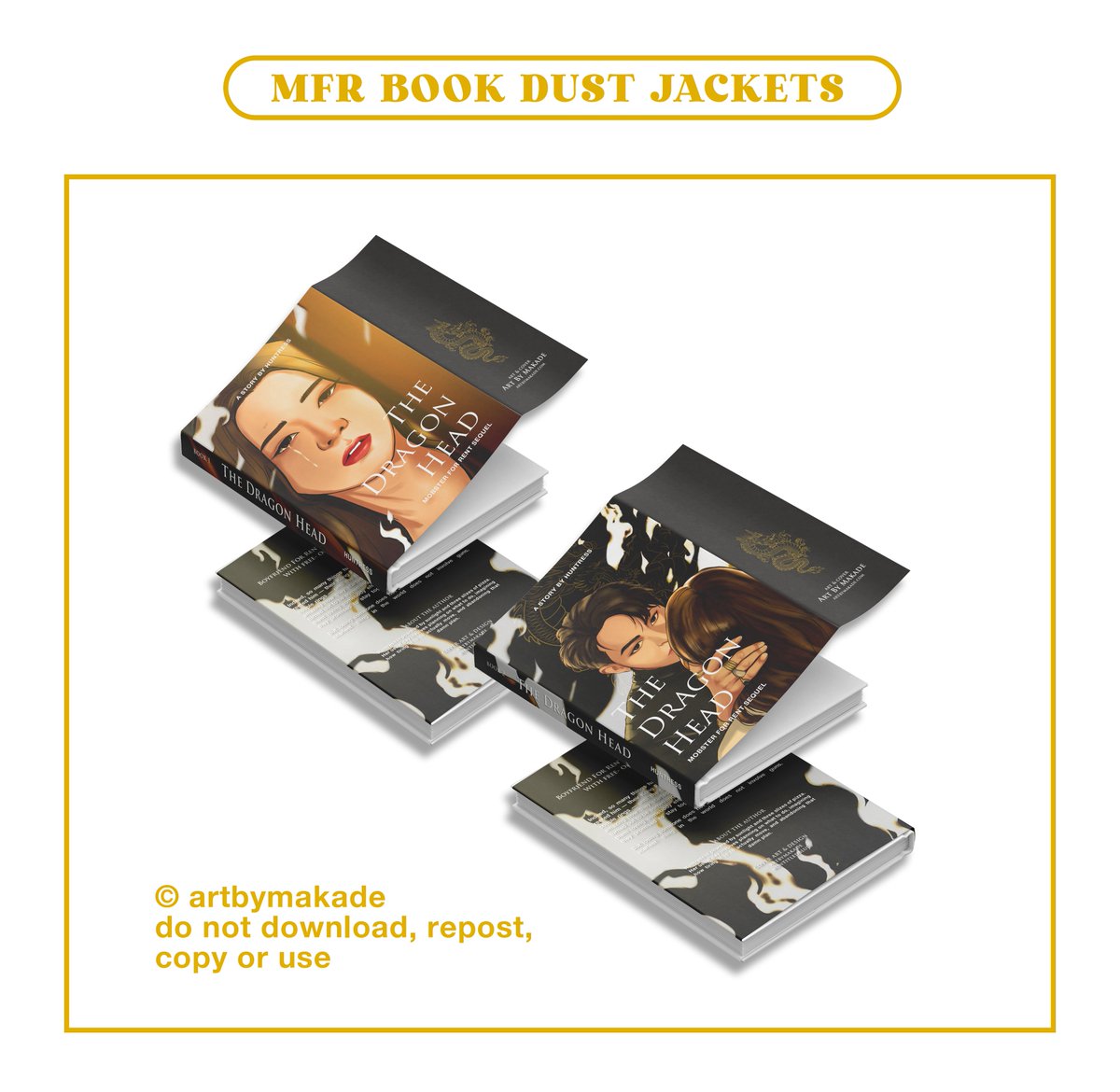 untitledblue's tweet photo. MFR2 THE DRAGON HEAD BOOK DUST JACKET designs for both book 1 & 2 π«°
natapos na din emz. anyway I MAY or may not produce this this year. depende sa interested sksksk
story and book credit to @huntress2021 π«Άπ«Ά
#daragon #mfr https://t.co/VAq9mT1WWR