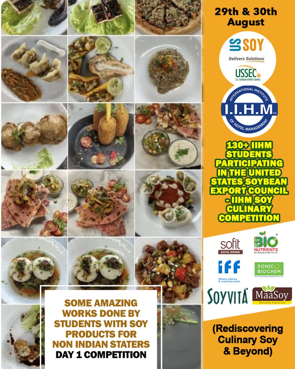 iihmpavankalyan's tweet photo. #RT @IIHMHOTELSCHOOL: 130+ young #Chefsofiihm, across 4 kitchens and over 100 soy recipes showcased! IIHM students participated in a one-of-a-kind @USSEC - IIHM Soy #Culinary #Competition! #India's First Culinary Competition aimed at enhancing the utilit… https://t.co/PcEEeLfipV