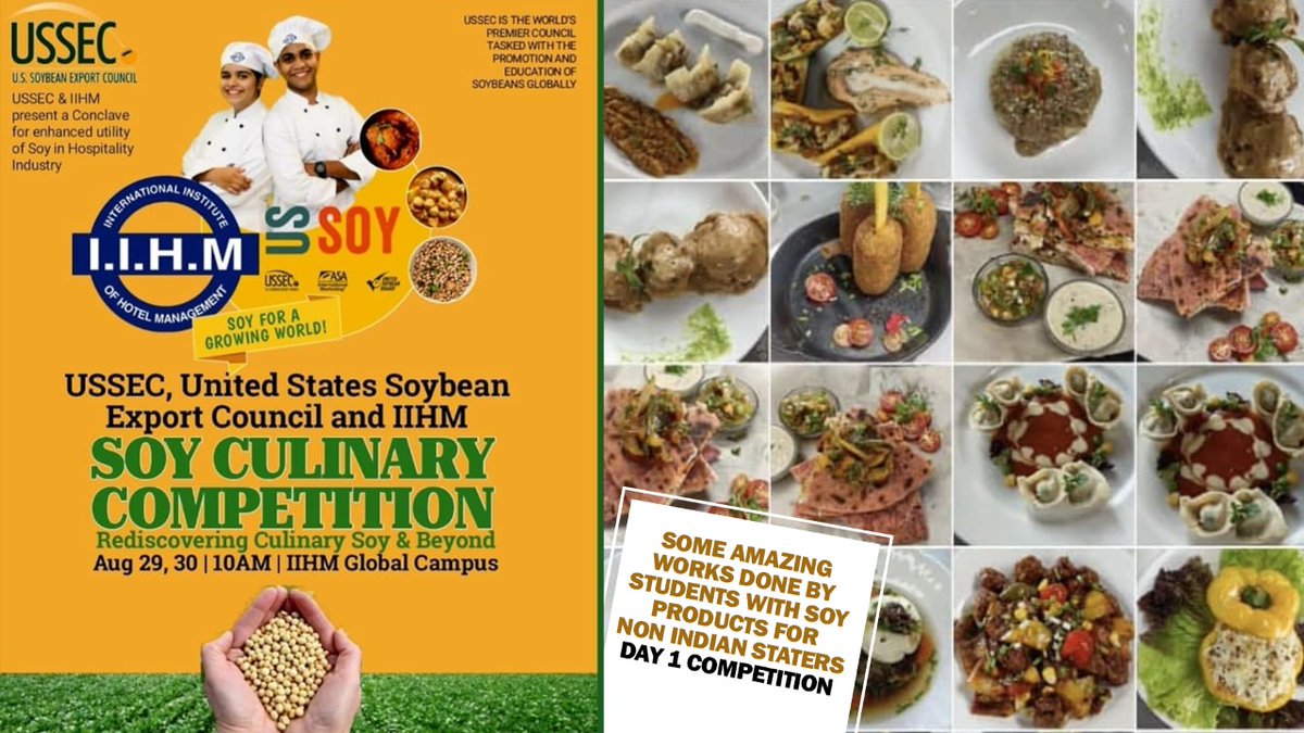iihmpavankalyan's tweet photo. #RT @IIHMHOTELSCHOOL: 130+ young #Chefsofiihm, across 4 kitchens and over 100 soy recipes showcased! IIHM students participated in a one-of-a-kind @USSEC - IIHM Soy #Culinary #Competition! #India's First Culinary Competition aimed at enhancing the utilit… https://t.co/PcEEeLfipV