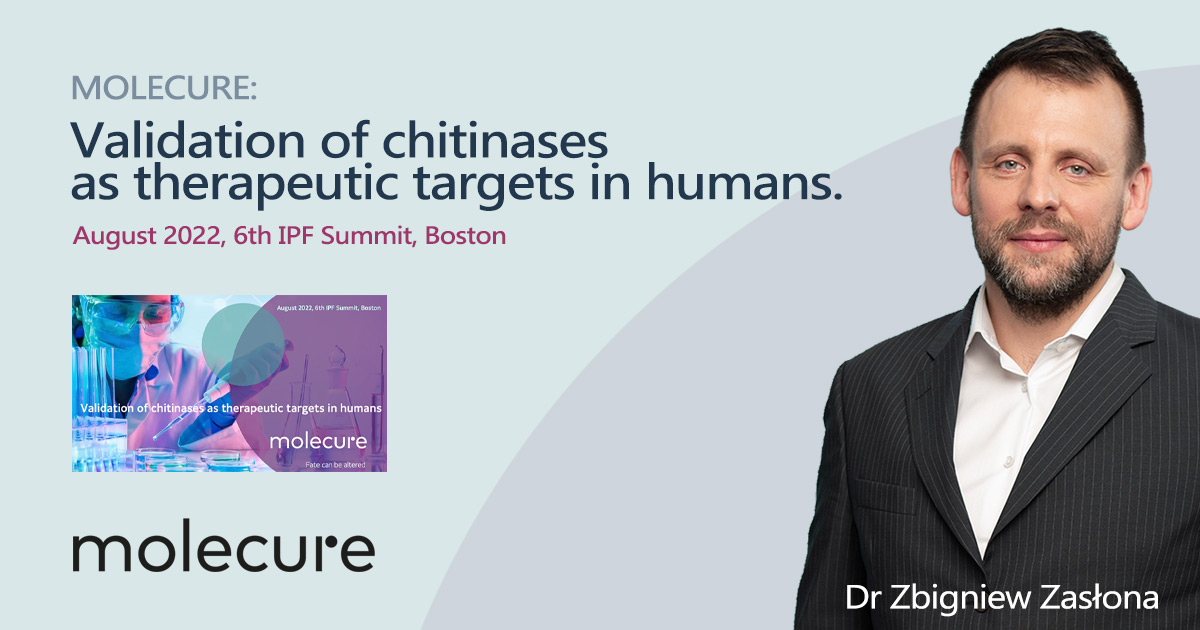 molecure_sa's tweet photo. Today, Dr Zbigniew Zasłona, Molecure’s Head of Research Biology, presented the clinical potential of chitinase inhibitors during the IPF Summit in Boston. The presentation was very well received and generated a lively discussion with many questions.
#ipfsummit #ipf2022 #OATD01 https://t.co/uDQxC97aqW