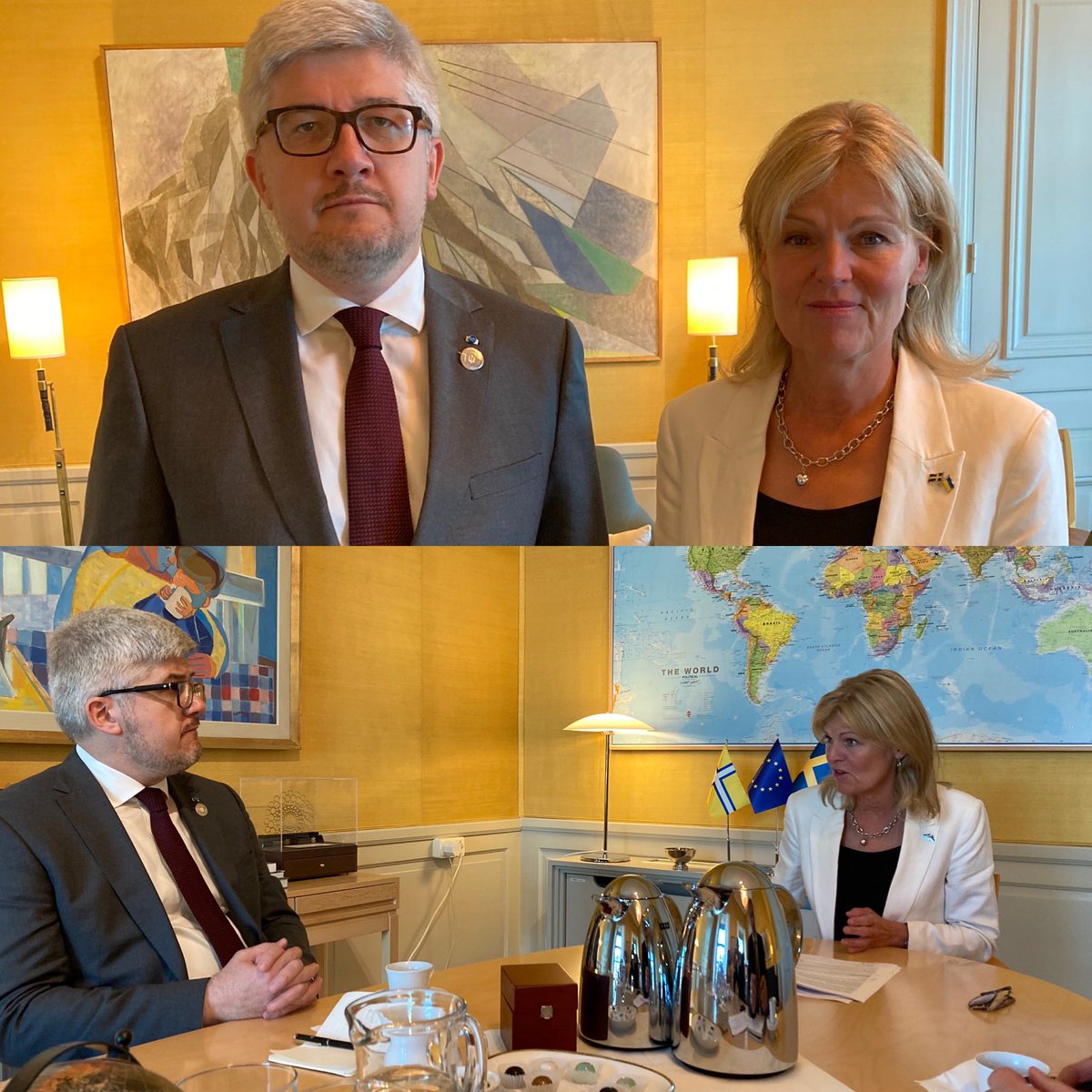 AnnaHallberg_'s tweet photo. 🇸🇪 stands with 🇺🇦. 🇸🇪 has supported 🇺🇦 for decades and we are continuing to do so. Not only here and now, economically and military but also going further with rebuilding 🇺🇦. Thank you, ambassador @a_plakhotniuk https://t.co/gqMCtlA0iC