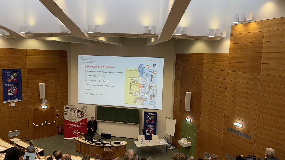 JuliaSomerdin's tweet photo. Attending two great events Precision Dairy Farming &amp; European PLF in @VetmeduniVienna on how #veterinary and #digital technology &amp; #AI can predict and manage #AnimalDiseases to benefit #HumanHealth health and #FoodSafety through public policy and broad industry collaboration. https://t.co/dGNGyLAYTG