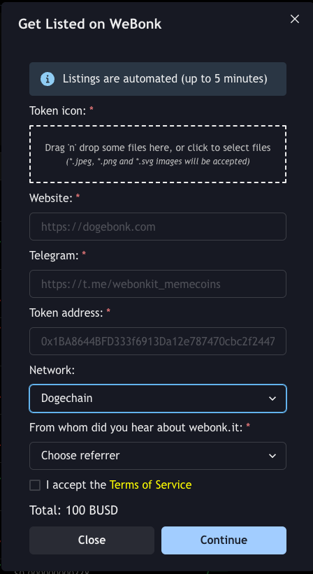 🎉 WeBonk Update: You can now list tokens from #Dogechain network on webonk.it

We already listed the $DC token from the same network.

Go check out it:
webonk.it/token/dogechai…

#webonk #dogechain #memecoins #memetools #memetech #DogechainGems
<a href="/DogechainFamily/">Dogechain💜</a>