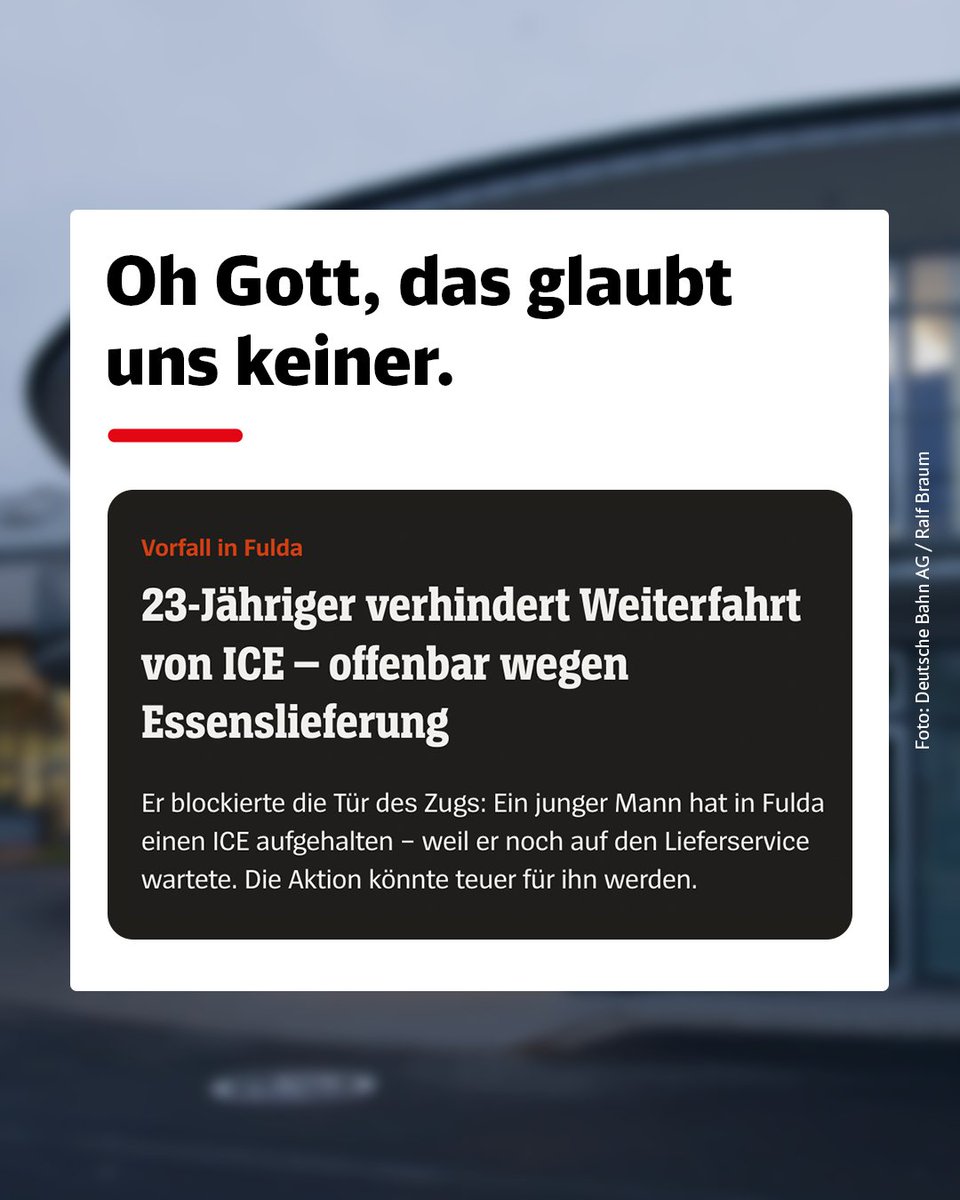 DB_Bahn's tweet photo. Die Pizza ist schuld. Richtig, die Pizza. https://t.co/sXUk9Hk6aG
