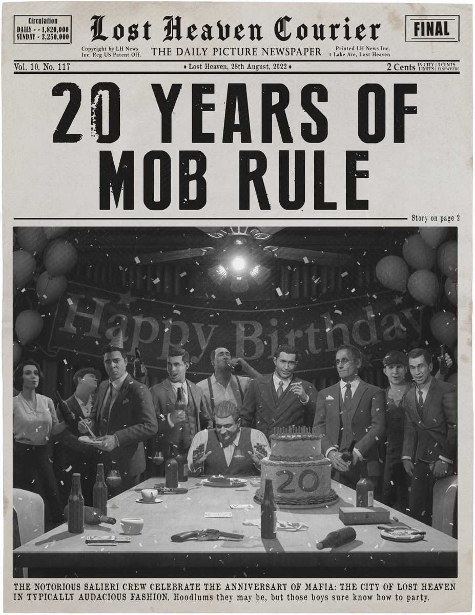 JoachimHesse's tweet photo. 20 Jahre #Mafia! Von Morgen an bis Montag verschenkt 2k zu diesem Anlass das Ur-Spiel aus dem Jahr 2002 (andere Musik, aber nicht die Neuauflage) über #Steam. Wer mag, lädt es sich #gratis für schlechte Zeiten in seine Bibliothek. Hangar 13 arbeitet übrigens an #Mafia4. #Mafia20 https://t.co/GU0HO6upP0