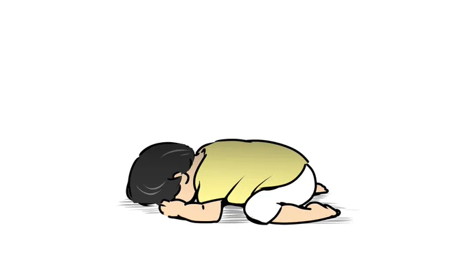 友人のとこの、パパしかいなくて(ママ外出中)絶望した2歳児面白かったので描かせてもろた 