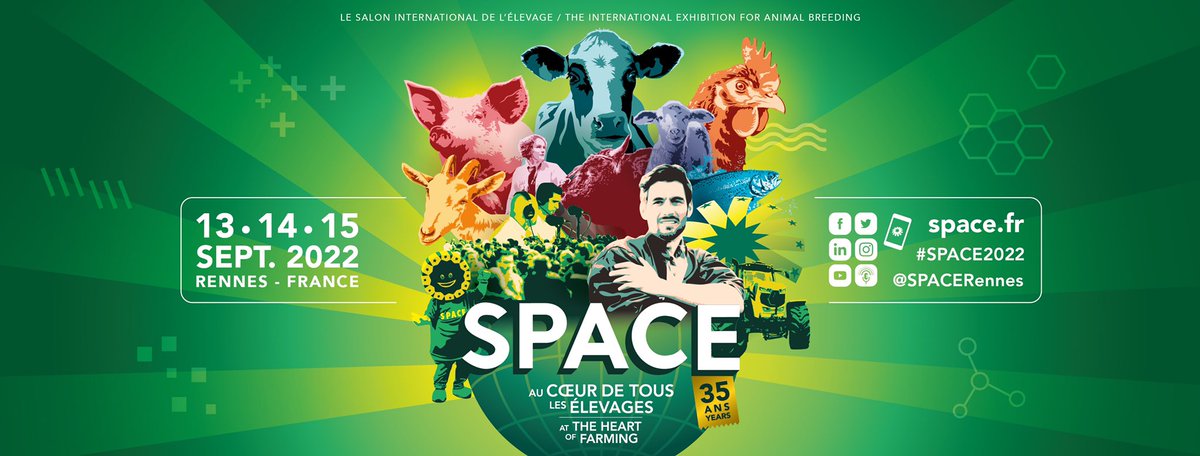 SPACERennes's tweet photo. J-14 avant le #SPACE2022 ! Le @SPACERennes, c’est 3 jours de Salon au @Rennesparcexpo du mardi 13 au jeudi 15 septembre avec une nocturne jusqu’à 20h pour le dernier jour. On compte sur vous ! #TousAuSPACE https://t.co/GEP5nuZLEW