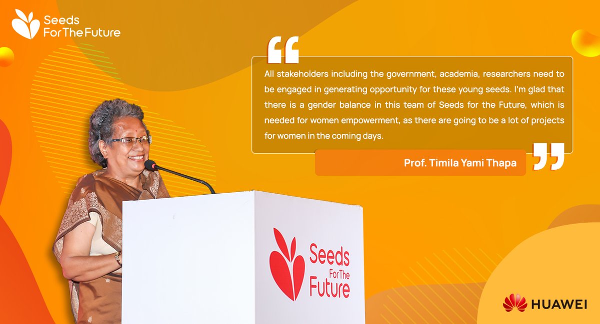 Huawei_Nepal's tweet photo. Prof. Timila Yami Thapa shares her thoughts on empowering women and generating opportunity for youngsters to learn and grow through programs like Huawei Seeds for Future.

#Huawei #HuaweiNepal #SeedsForTheFuture https://t.co/BimLu8jIzi