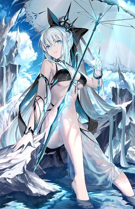 やっと描き終わりました!水着モルガンさん 