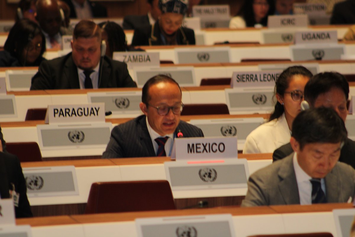 ISUCCM's tweet photo. #Mexico highlights the work of #clustermunition #victimassistance in the past year and expresses the importance of #intcoop and exchange of best practices. Mexico condemns any use of #clustermunitions by any actor which contradicts #IHL and calls it unacceptable @MisionMexOI https://t.co/ni99vdJuci