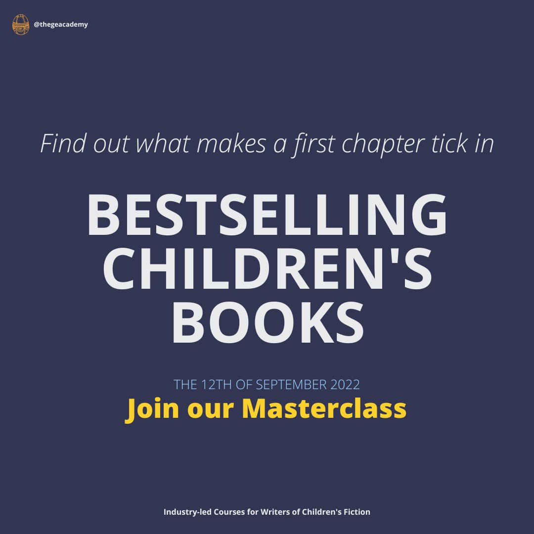 TheGEAcademy's tweet photo. HOW TO WRITE A PITCH-PERFECT FIRST CHAPTER
Join Imogen and Charlotte on the 12th of September 2022 at 7:00PM BST for a FREE MASTERCLASS on writing a first chapter that agents and publishers will love!
Find out more > https://t.co/OBwAV5e6le
#iwriteya #amwriting https://t.co/j5GuyihWr0