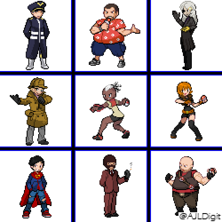 AJLDigit's tweet photo. Round 16!

So, it's been a while, huh? Well, here's some sprites to make up for it.

A lot of these ones are inspired from different sources, include some of my own original ideas.

Let me know what you think!

#pokemon #pokemontrainer #sprites #pixelart #gen4 #gen5 https://t.co/lrS4bHzt2R