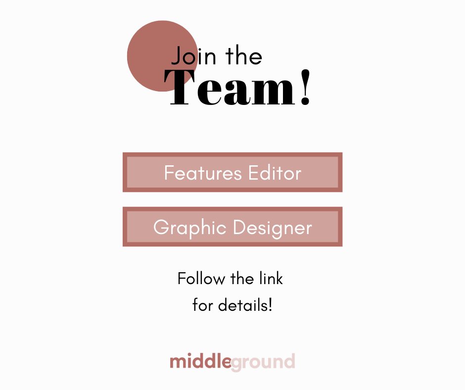 We’ve got a couple of volunteering vacancies for the roles of Features Editor and Graphic Designer! Follow the link for details: middlegroundmagazine.co.uk/volunteer-with…