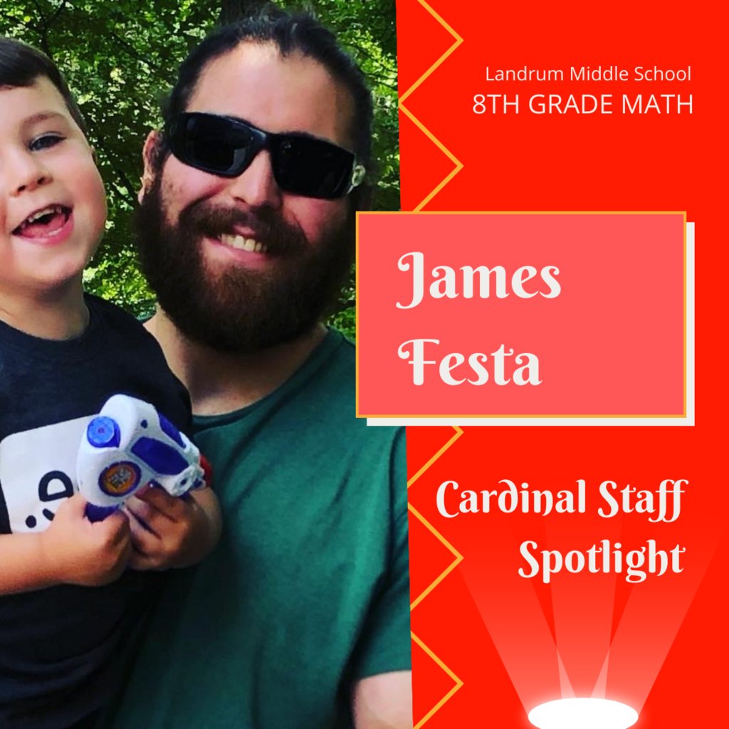 lmscardinals's tweet photo. Welcome to Landrum Middle School, James Festa! He is our new 8th grade math teacher and this week's Cardinal Staff Spotlight! #LiveLearnLandrum #LMSCardinalSpotlight #LMSteacheroftheweek https://t.co/DkpXQ1nhHI