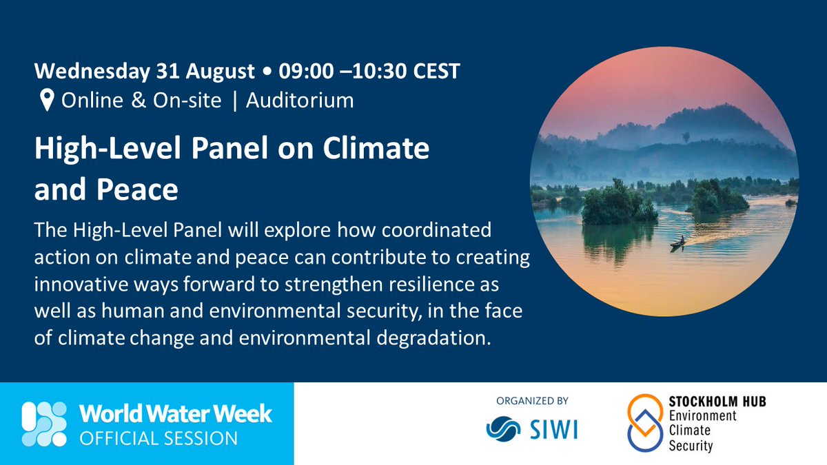 ICWC_SE's tweet photo. 🌍 🕊️ How can world powers cooperate more effectively on climate action to build peace and prosperity and strengthen societies’ resilience?

▶️ Join us for the High Level Panel on Climate and Peace, on 31 August, 11:00-12:30 CET at #WorldWaterWeek2022 in Stockholm and online! https://t.co/nkRFGb44n4