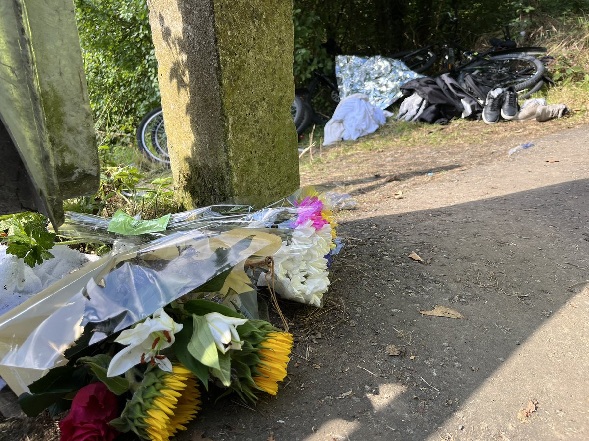 TVconormac's tweet photo. The bicycles of the teenagers caught up in the terrible drowning of 2 sixteen year olds in Derry lie where they left them when they arrived at Lough Enagh. https://t.co/vAScay0cCV