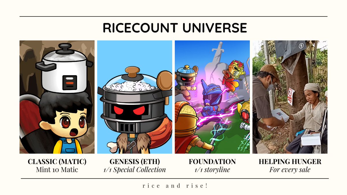 Rice &amp; Rise with RiceCount!

✅Helping the Hunger
✅Rice Theme Project
✅Various Benefits for holder
✅Fully Doxxed

Support us by check this link linktr.ee/ricecount

#nft #nftcollector #NFTCommunity