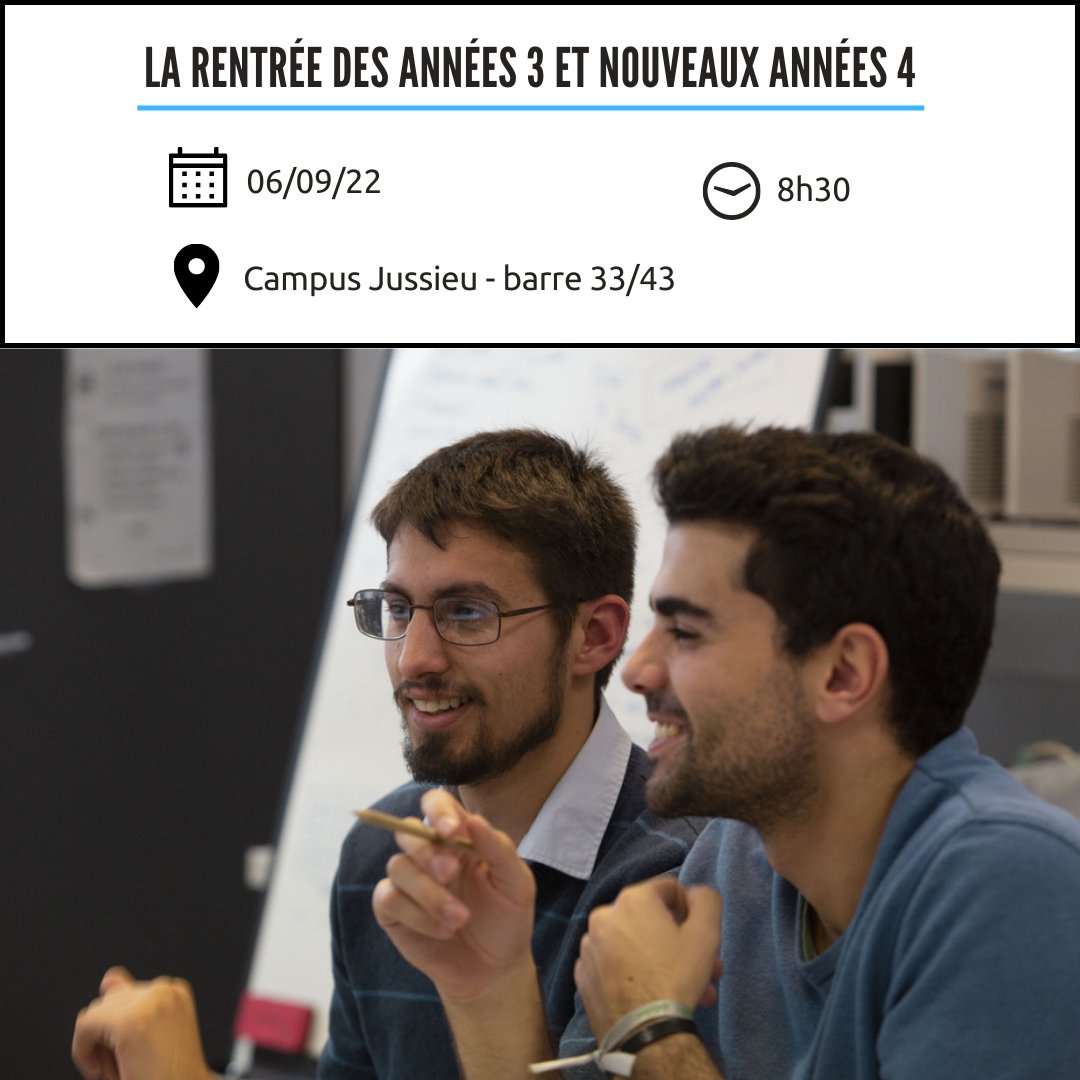 PolytechSorbonn's tweet photo. ⏰C’est bientôt la rentrée pour les élèves en cycle ingénieur des années 3 et nouveaux années 4.
#rentree2022 #polytechsorbonne #elevesingenieurs #an3 #an4 https://t.co/P4azMh45zI