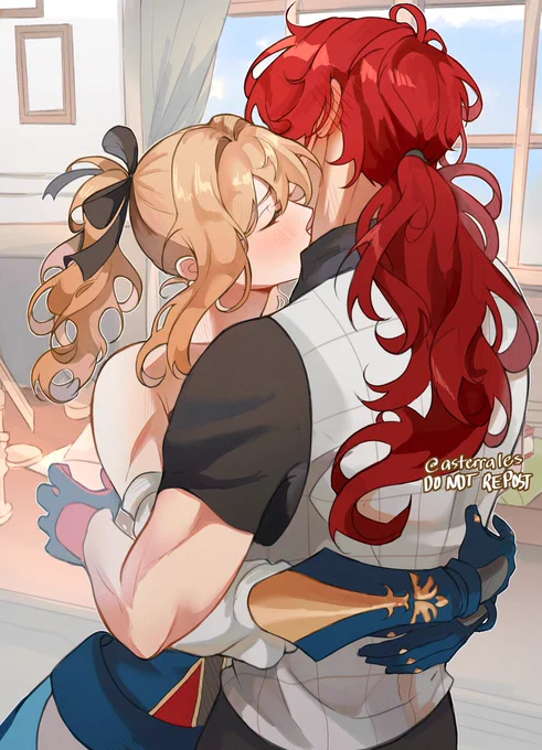 jlc height difference is perfect for jean to give diluc neck kisses :)  #jealuc #GenshinImpact 