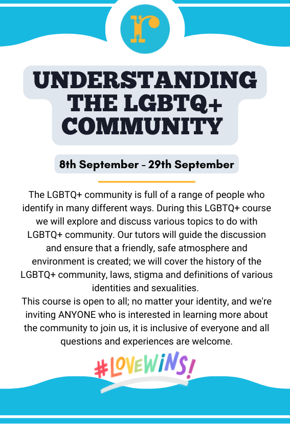 For our autumn term we're back with our LGBTQ+ course! Take a look at the flyer down below for more info 🏳️‍🌈🏳️‍⚧️