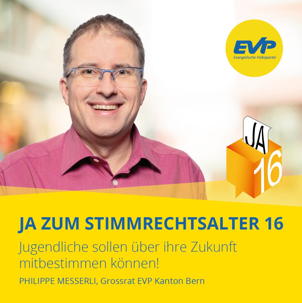 evppev_be's tweet photo. JA zu #Stimmrechtsalter16 @Kanton_Bern!
#Abst22 #BEVote #Stimmrechtsalter16JA #mitbestimmen #govote #Demokratie #direktedemokratie #AusLeidenschaftFürMenschUndUmwelt @philmesserli @stimmrecht_16 https://t.co/jJcGWdNZQe