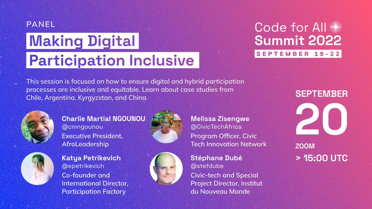 Don't miss our co-founder's <a href="/epetrikevich/">Katya Petrikevich 💙💛</a> exciting session at the #CfAllSummit22🌐 about Making Digital Participation Inclusive! 
🔗 🎟️  Register NOW! 👉 bit.ly/CfAllSummit22