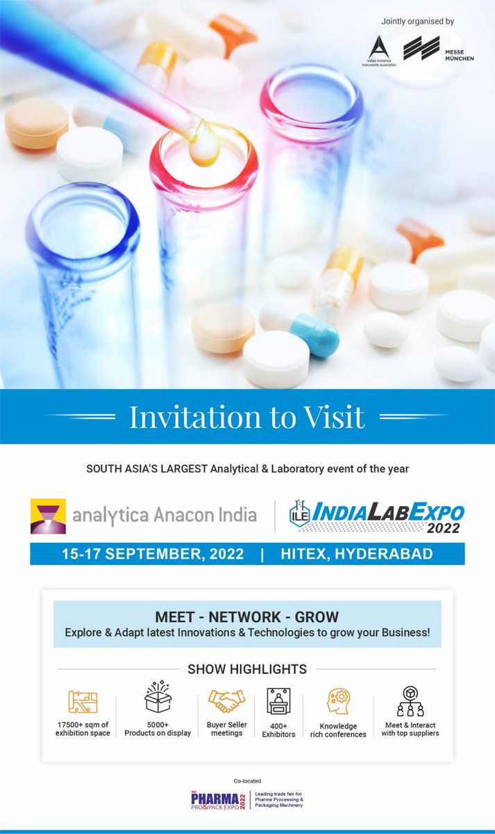 Radha7772000's tweet photo. We are delighted to invite you to the South Asia’s largest analytical and laboratory event of the year. 
BLOCK YOUR DATE
15,16,17 SEP-2022
VISIT OUR STALL -C38
HALL-1

@HITEX,HYDERABAD 
LAB EXPO

ADVANCED 
9348899444

*Click here to register* https://t.co/2P99Iotl2Q https://t.co/iL8C84IZKN
