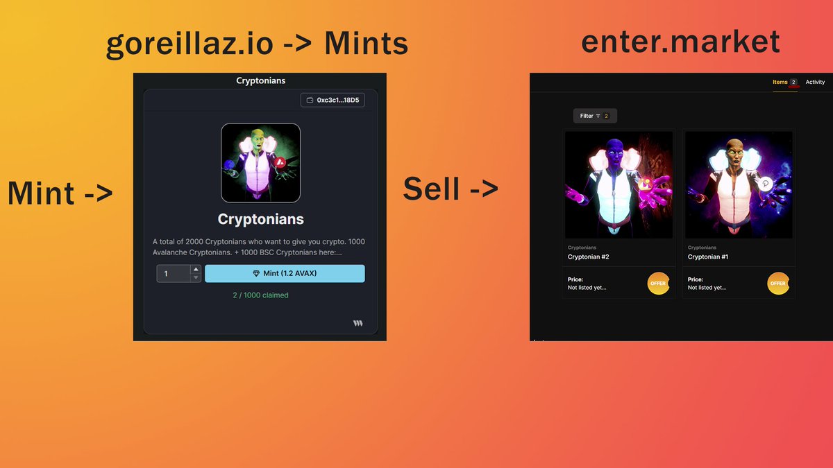 Mint your Cryptonian on 👇
goreillaz.io 

And Sell them on👇
enter.market/contract/0xD9F…

#DeFi #Crypto #Metaverse  #blockchain #NFT #GameFi #altcoin #Avalanche #EnterArmy #NFTART #EnterShillGang #Cryptocurrency #Avax #NFTCommunity #NFTs #AvaxNftRush  #NFTMarketplace
