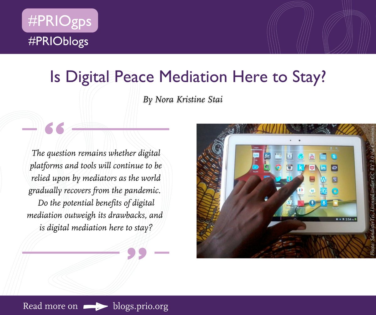 PRIOresearch's tweet photo. On the occasion of the 11th #UN High-Level Seminar on #Gender and Inclusive #Mediation Strategies, which will include a new module on #digital inclusion, @NoraStai writes about the future of digital #peace #mediation👉 https://t.co/CrH9w61ghb

#PRIOgps #PRIOblogs https://t.co/sPS8kJjpVc