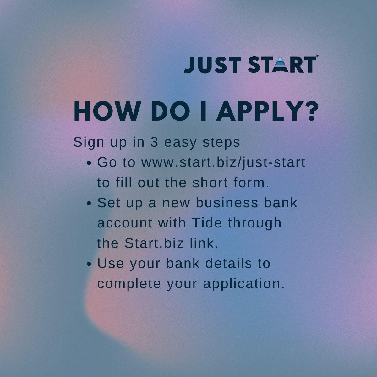 ‘Just Start’ is the simple way to put in place all the business services you need to succeed 🚀

This September we'll be running a campaign to celebrate the launch of 'Just Start' with the plan to inspire you to become your own boss. 

Find out more:
start.biz/just-start/
