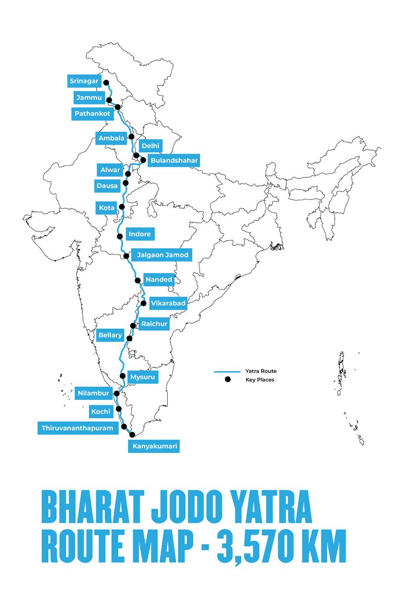 JseUpscDssbSsc's tweet photo. We are flagging-off the #BharatJodoYatra soon and walking to unite our country! 

Our journey will span 3500 kms from Kanyakumari to Kashmir.

Let’s come together &amp; fight the politics that divides but does not deliver.. 

Register at https://t.co/OK8aiEOiza https://t.co/9laAKegrNg