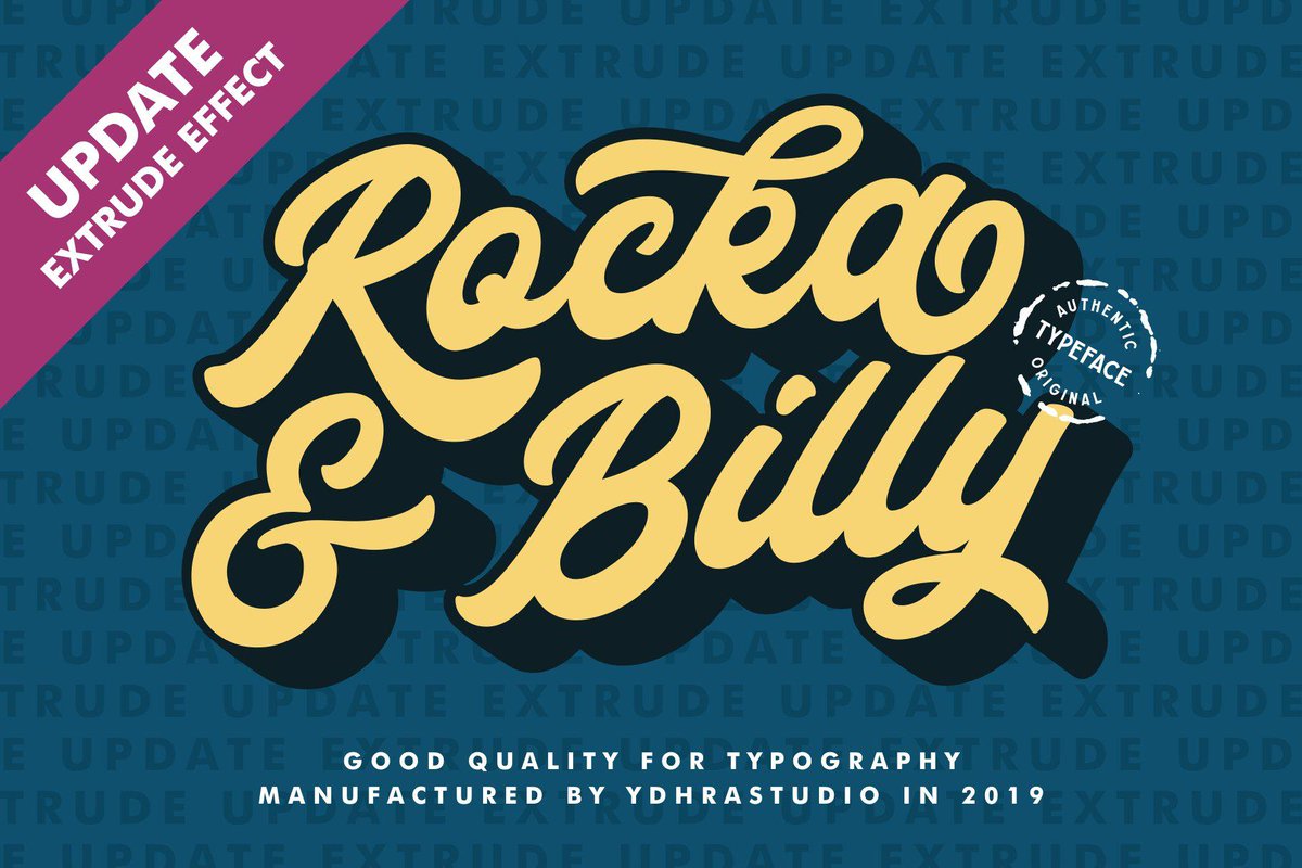 DavidZydd's tweet photo. Rocka & Billy - Bold Script Font https://t.co/oTIQCrwN9L #swashes #truetypefont #ligatures #calligraphyfonts #opentypefont #handmadefont #hipster #truetype #t-shirt #ScriptFont #typeface https://t.co/F8E1szVTfC
