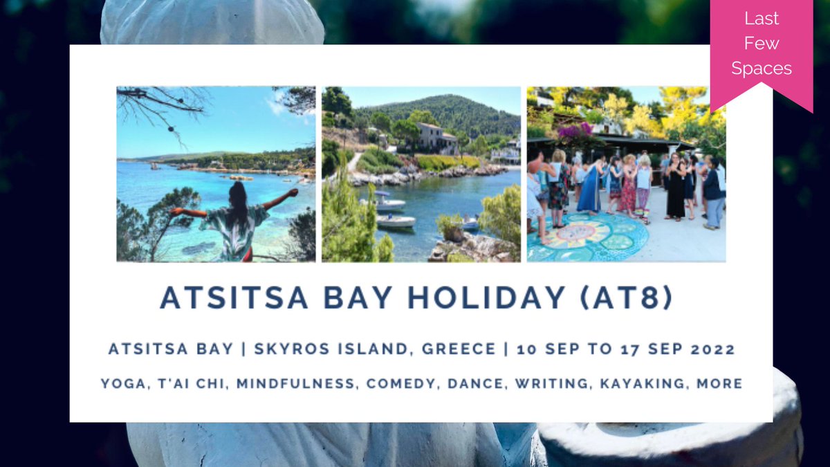 SkyrosHolidays's tweet photo. Want to join us on the 10th September? Now's your last chance. Call 01983 865566 or book via our website: https://t.co/WSFewZSbuV
#skyros #holistic #holidays #Greece #Greek #Island #retreats #sun #sea #yoga #kayak #art #dance #writing #5Rhythms https://t.co/vw8oV2LJn4