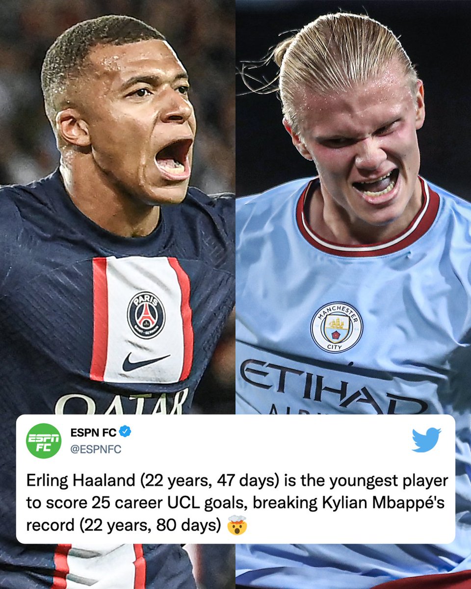 ESPNFC's tweet photo. Forget the Ronaldo vs. Messi debate.

Haaland vs. Mbappe is here 😅 https://t.co/So3grziHvH