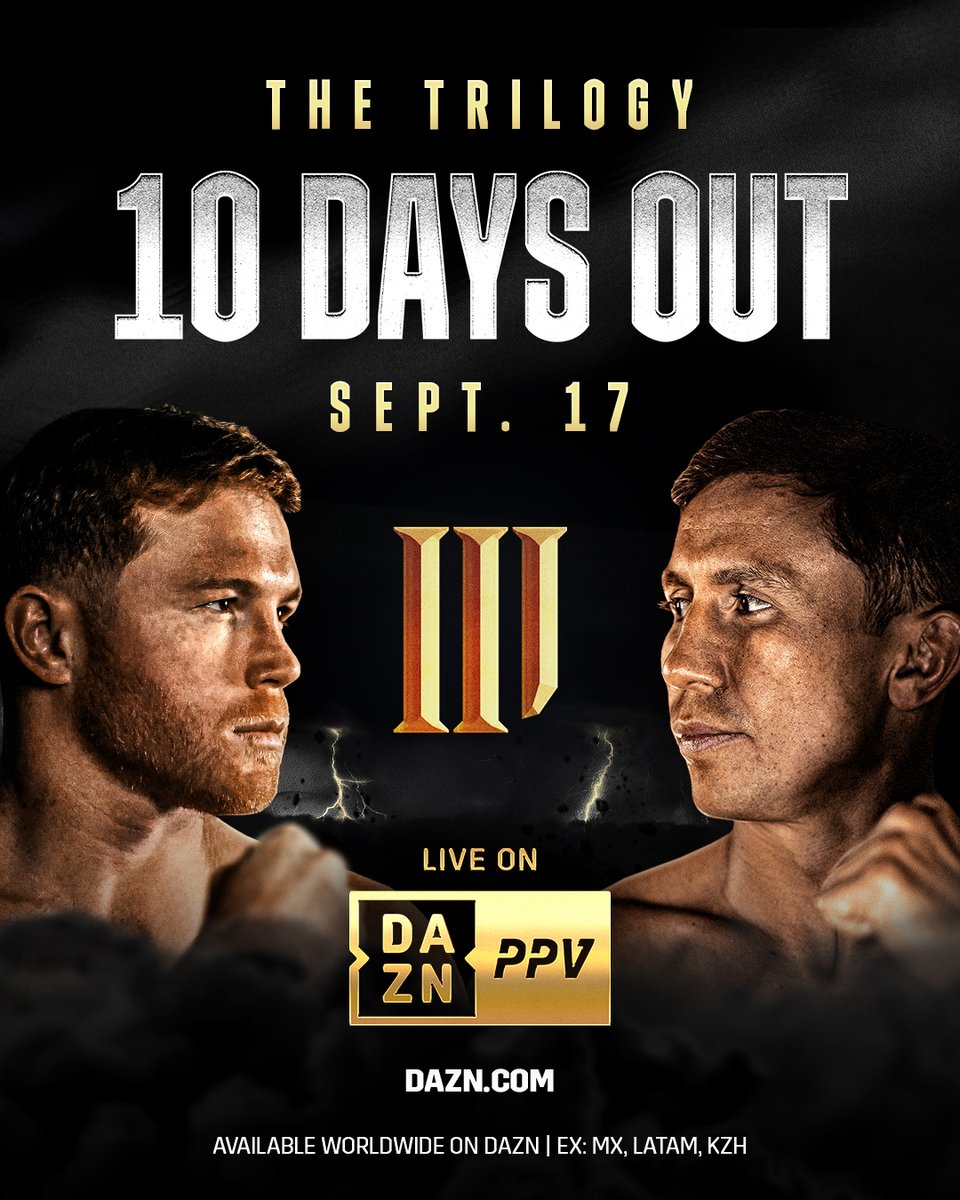 10 days away until @Canelo and @GGGBoxing lock horns 💪💪 #CaneloGGG3