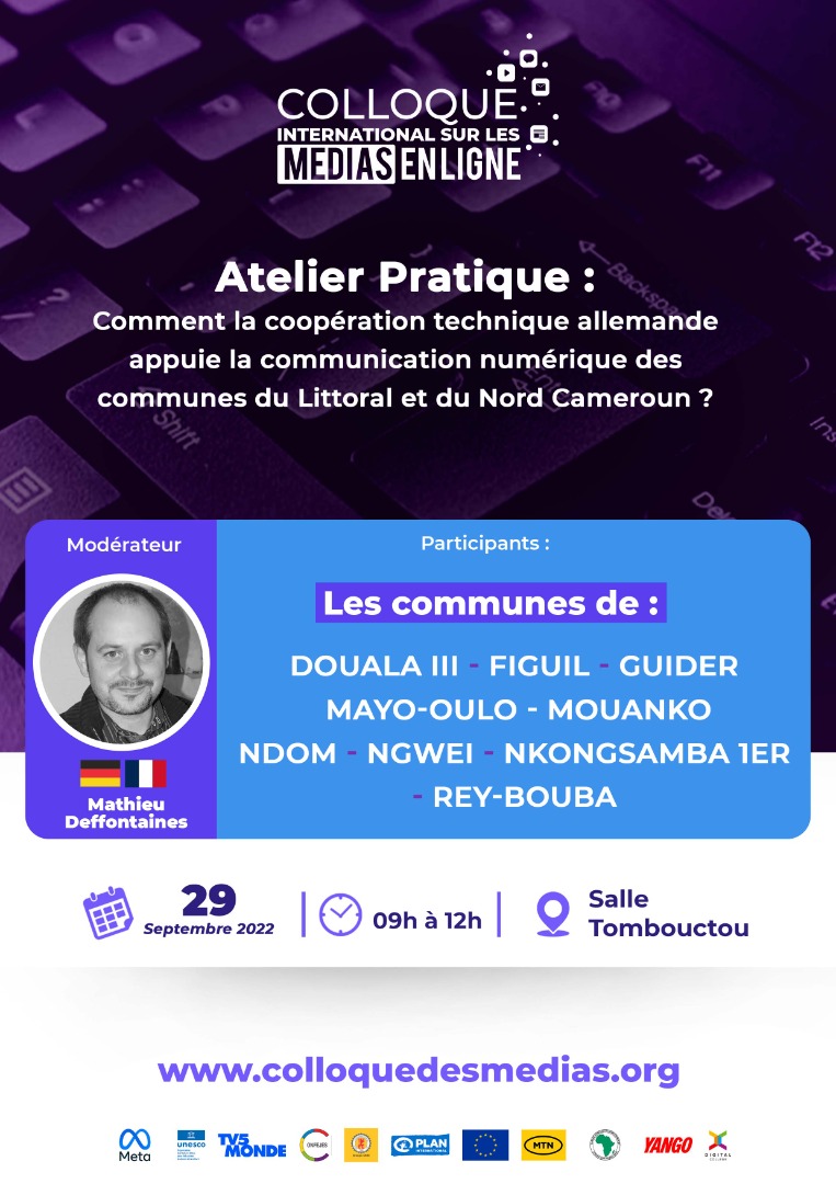 Operateurdevelp's tweet photo. Colloque international des media en ligne 29 Septembre 2022 Yaoundé.
J'y serai piang. 🥰
#ChallengeCCom
#medias https://t.co/dNi1TmuJUE